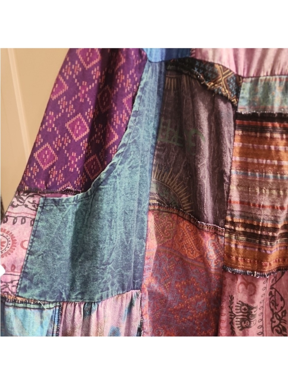 NWOT Kathmandu Boho Patchwork Wide Leg Jumpsuit - Multicolor OS - Picture 5 of 7